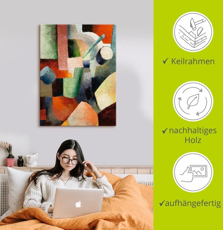 Artland Artprint op linnen Kleurige vormcompositie gespannen op een spieraam