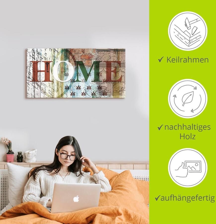 Artland Artprint op linnen Kleurrijk huis in tactvolle kleuren - Foto 3