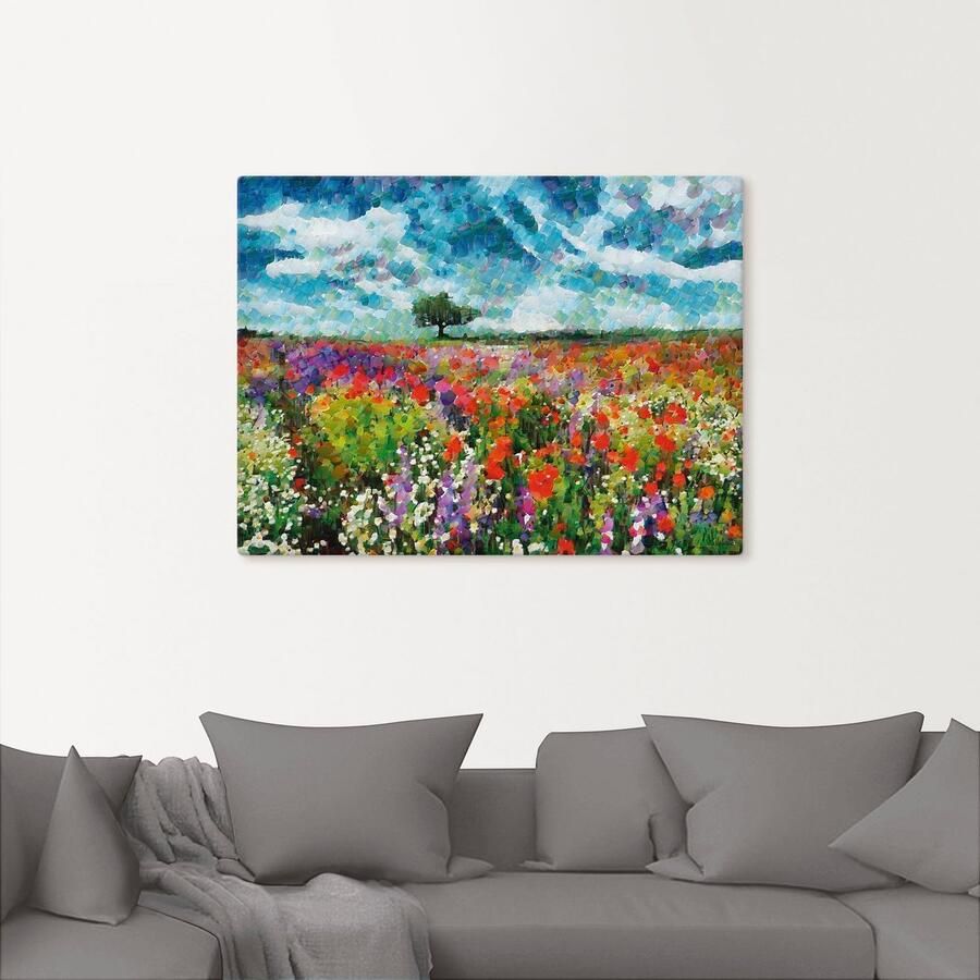 Artland Artprint op linnen Kleurrijke weide gespannen op een spieraam