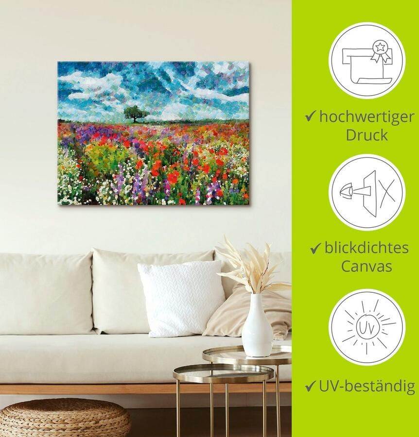 Artland Artprint op linnen Kleurrijke weide gespannen op een spieraam - Foto 3