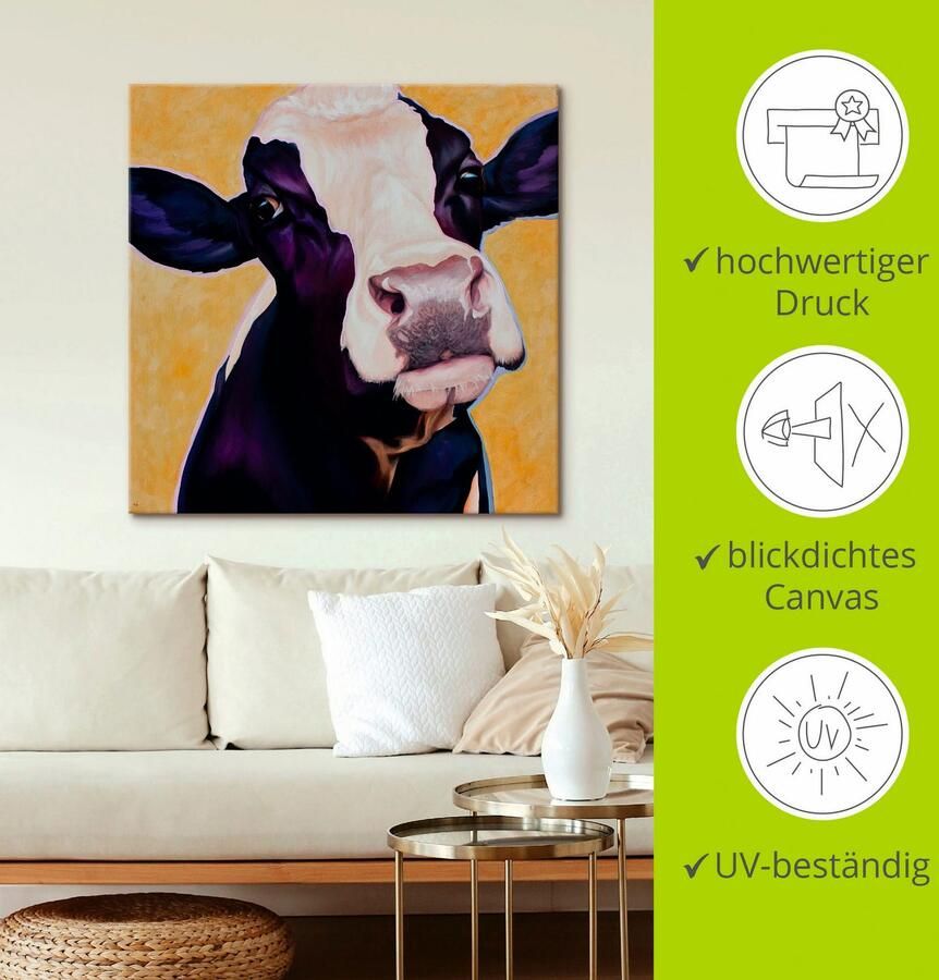 Artland Artprint op linnen Koe Gertie gespannen op een spieraam - Foto 2