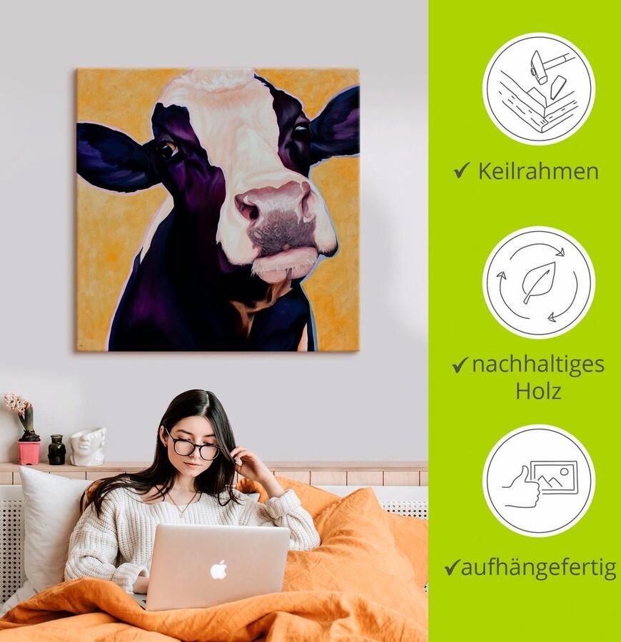 Artland Artprint op linnen Koe Gertie gespannen op een spieraam