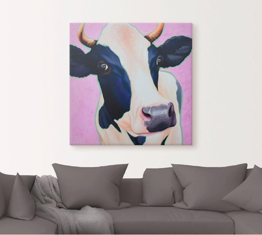 Artland Artprint op linnen Koe Josefine gespannen op een spieraam - Foto 4