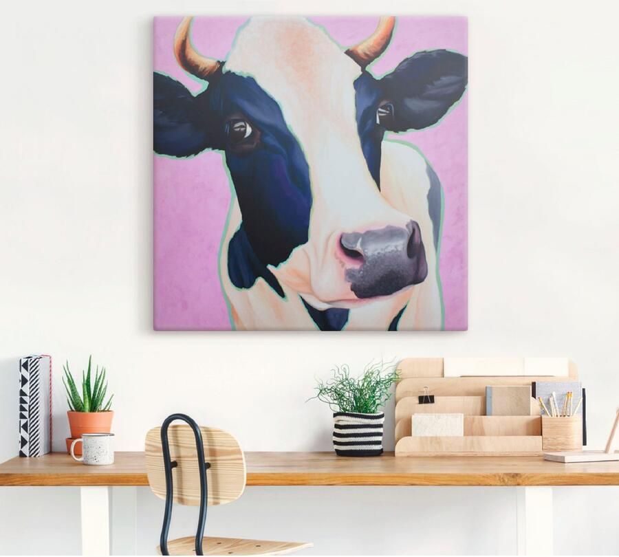 Artland Artprint op linnen Koe Josefine gespannen op een spieraam - Foto 3
