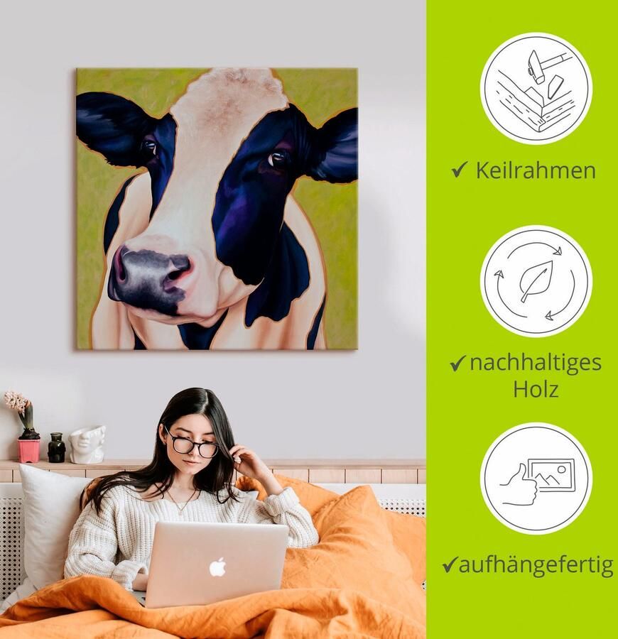 Artland Artprint op linnen Koe Paula gespannen op een spieraam