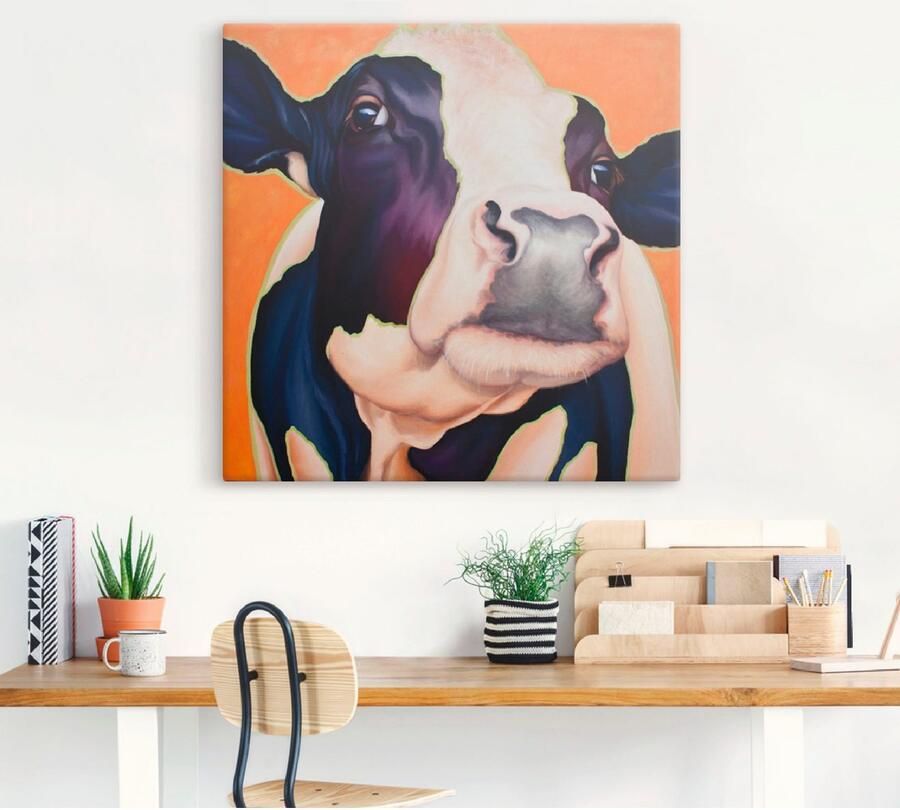 Artland Artprint op linnen Koe roze gespannen op een spieraam - Foto 3