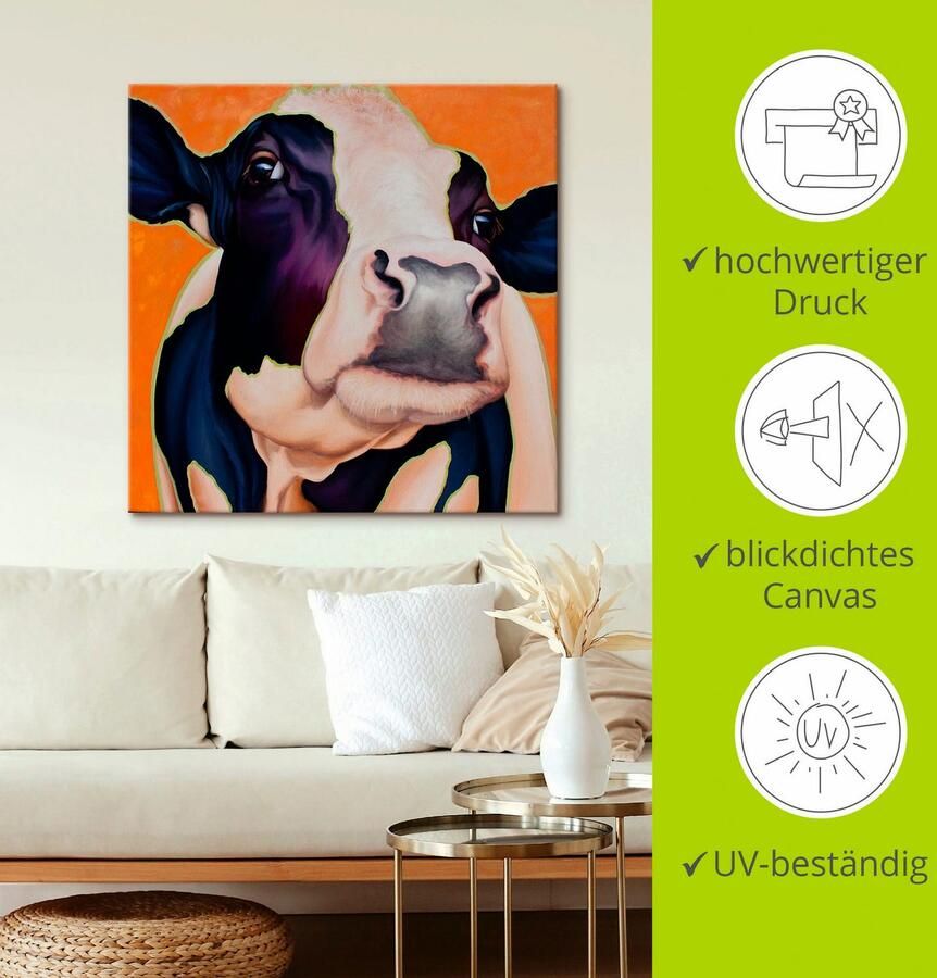 Artland Artprint op linnen Koe roze gespannen op een spieraam - Foto 2