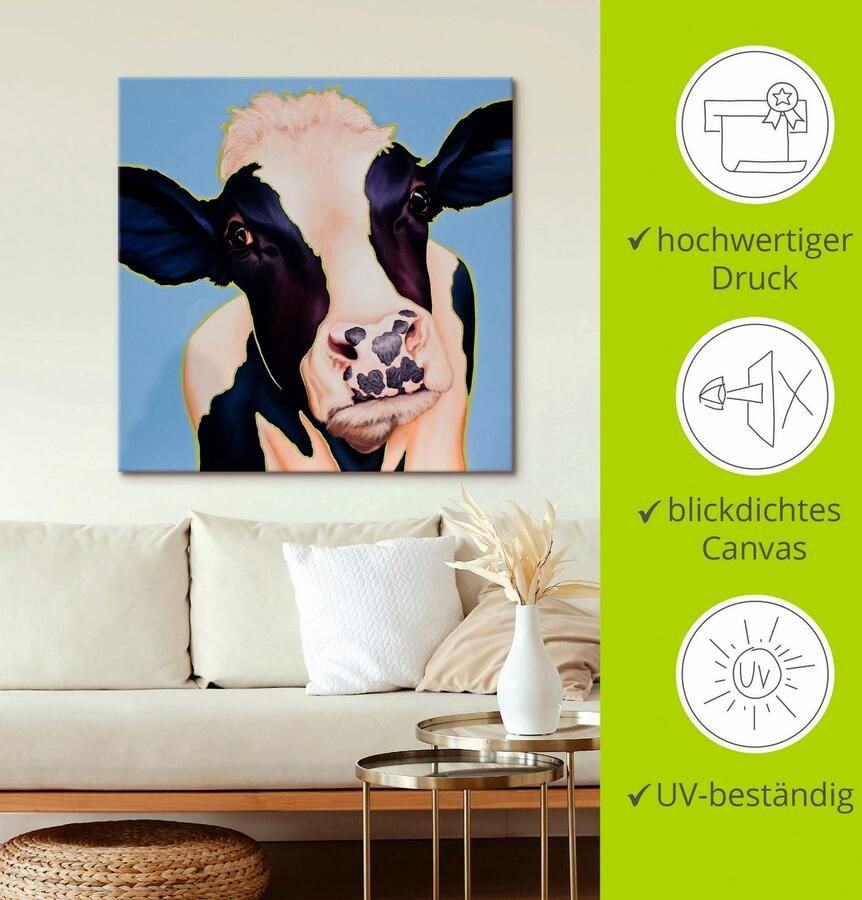 Artland Artprint op linnen Koe Trudi gespannen op een spieraam - Foto 3