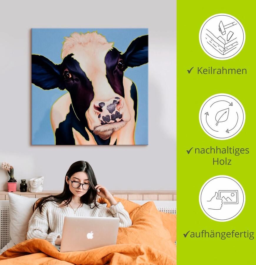 Artland Artprint op linnen Koe Trudi gespannen op een spieraam - Foto 2
