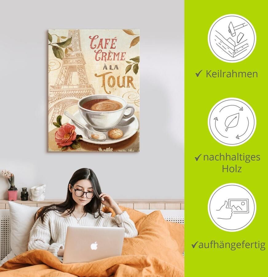 Artland Artprint op linnen Koffie in Europa II gespannen op een spieraam