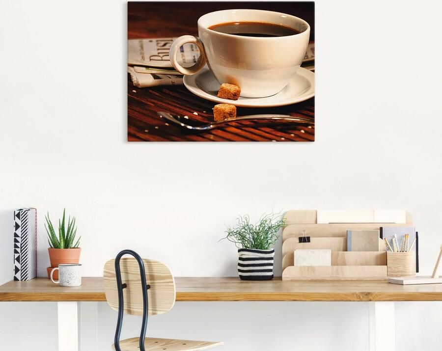 Artland Artprint op linnen Koffiekopje en krant gespannen op een spieraam - Foto 5