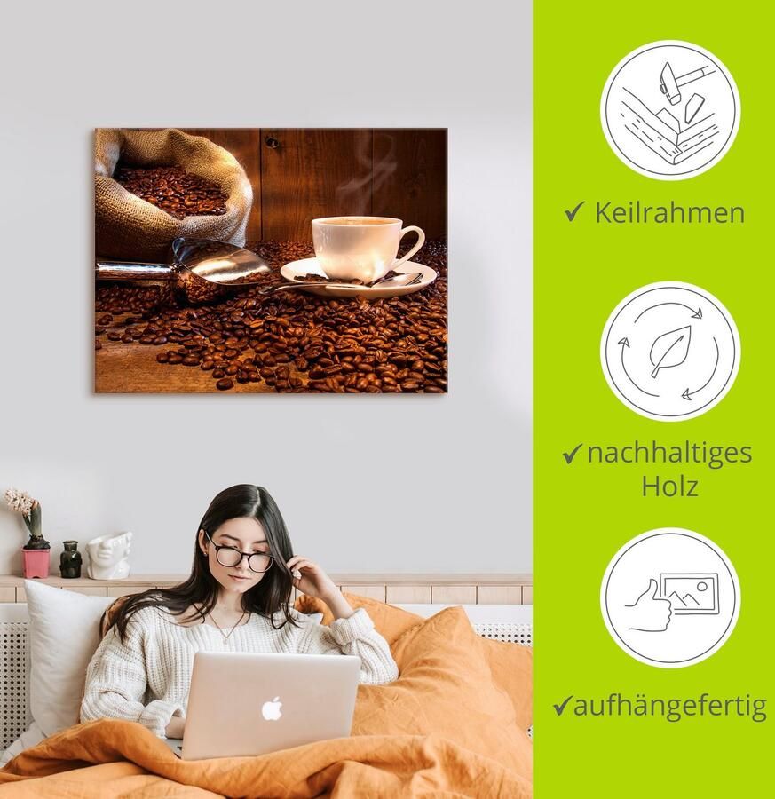 Artland Artprint op linnen Koffiekopje en linnen zak op tafel - Foto 2