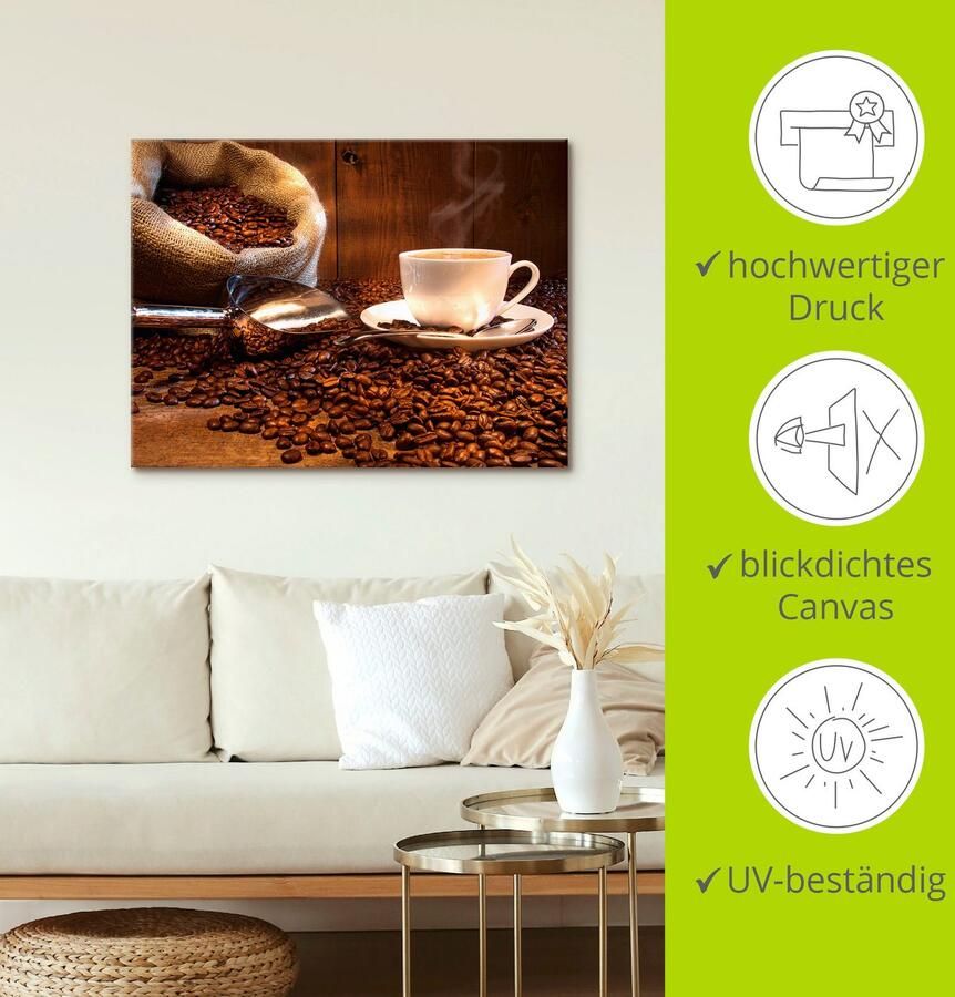 Artland Artprint op linnen Koffiekopje en linnen zak op tafel - Foto 3