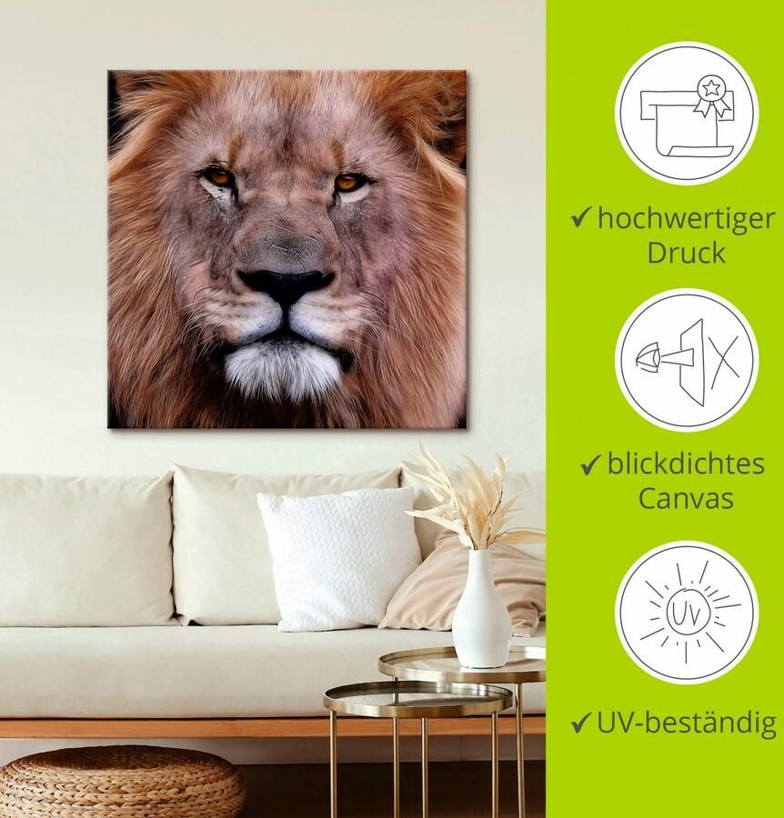 Artland Artprint op linnen Koning van de leeuwen gespannen op een spieraam - Foto 3