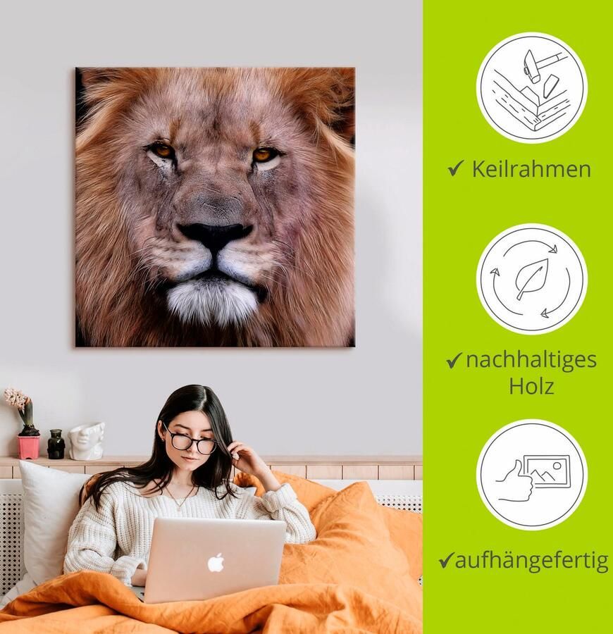 Artland Artprint op linnen Koning van de leeuwen gespannen op een spieraam - Foto 2