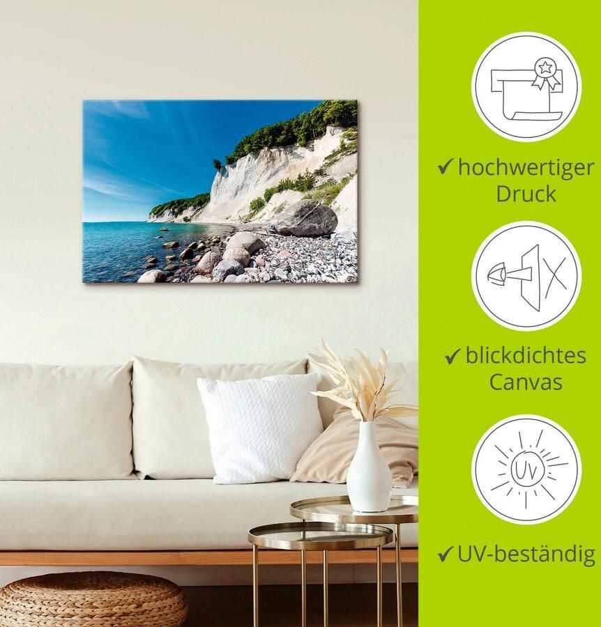 Artland Artprint op linnen Krijtrotsen op het eiland Rügen 2 - Foto 3
