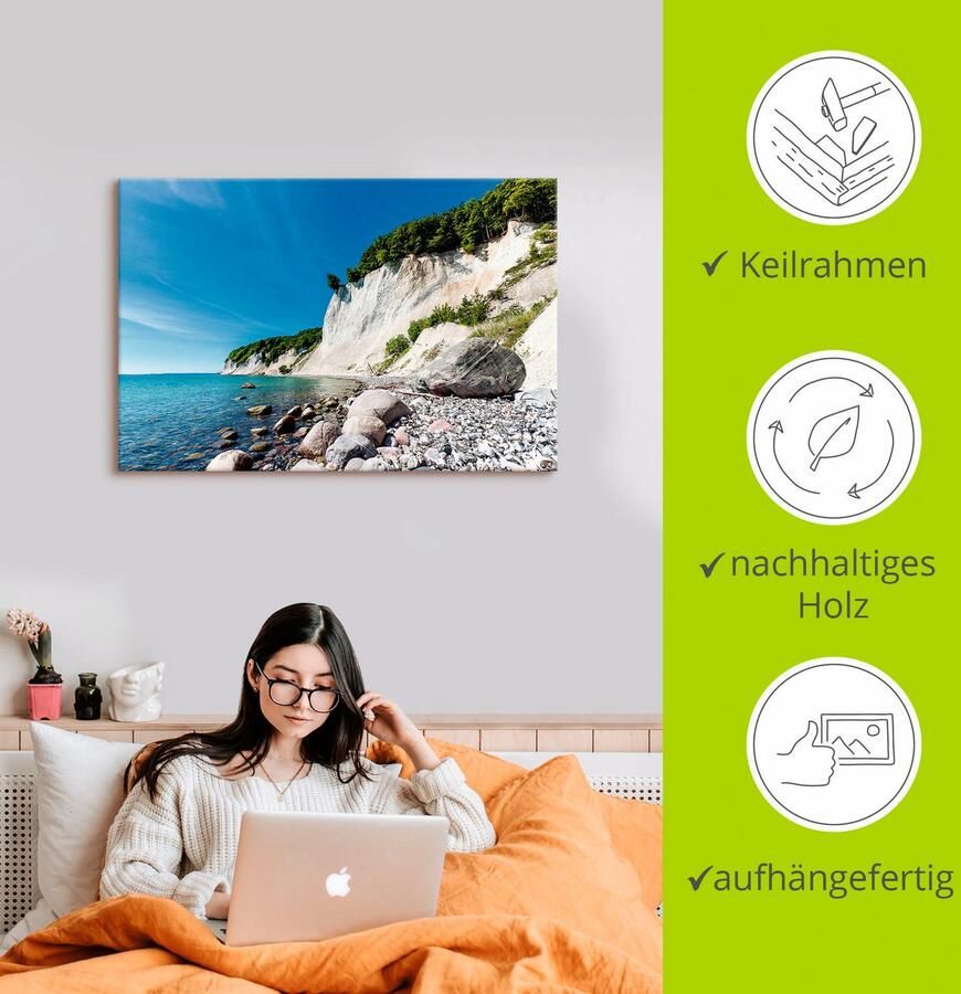 Artland Artprint op linnen Krijtrotsen op het eiland Rügen 2 - Foto 2