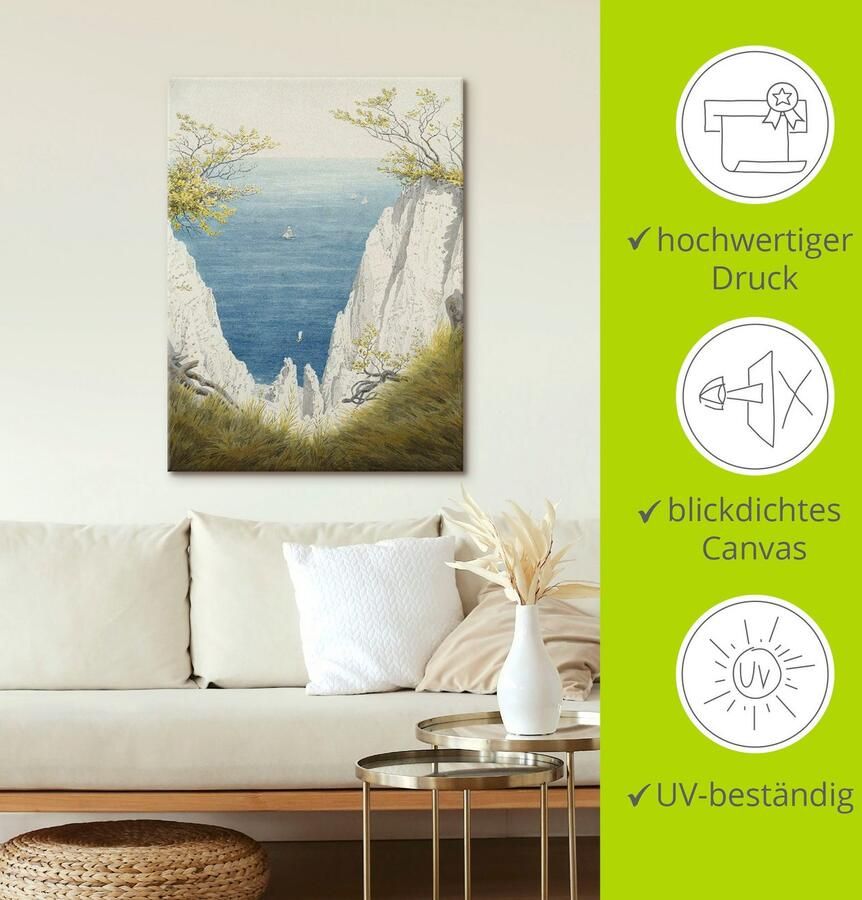 Artland Artprint op linnen Krijtrotsen op Rügen. 1825x26. - Foto 3