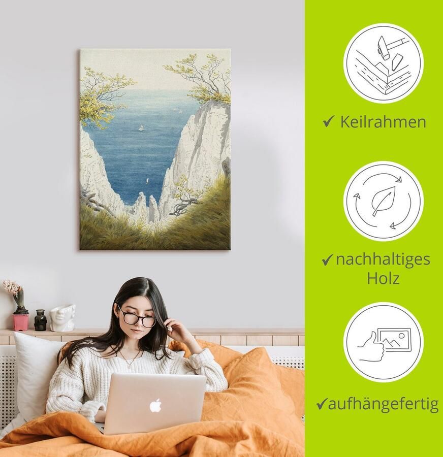 Artland Artprint op linnen Krijtrotsen op Rügen. 1825x26. - Foto 2