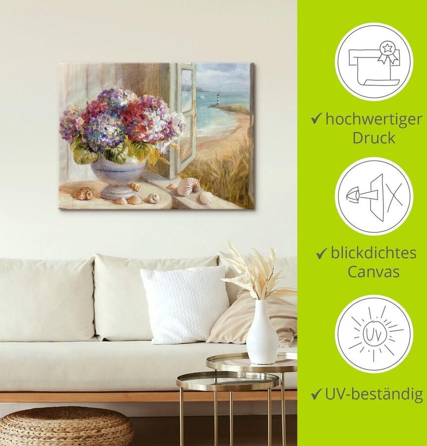Artland Artprint op linnen Kusten hortensia gespannen op een spieraam - Foto 2