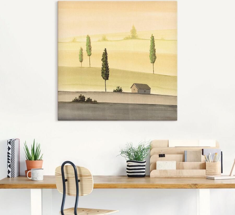 Artland Artprint op linnen Landschap in groen gespannen op een spieraam - Foto 4