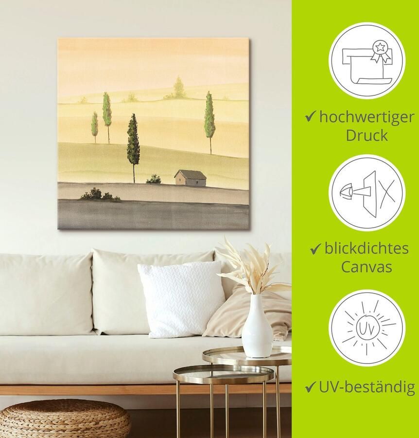 Artland Artprint op linnen Landschap in groen gespannen op een spieraam - Foto 3