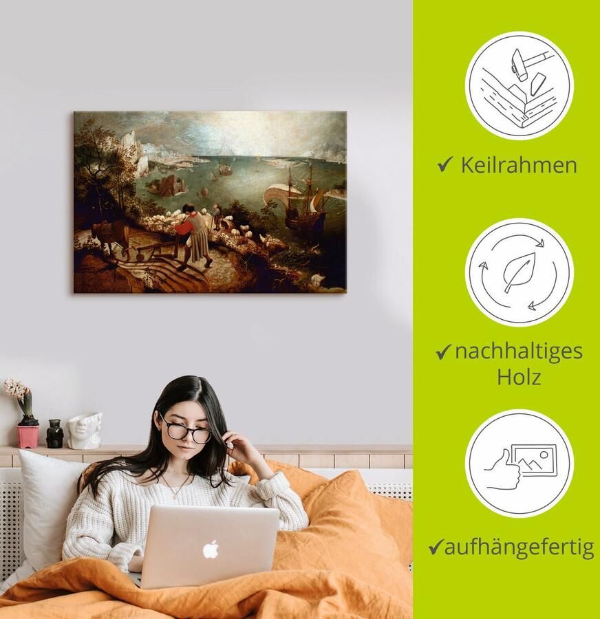 Artland Artprint op linnen Landschap met de val van Icarus