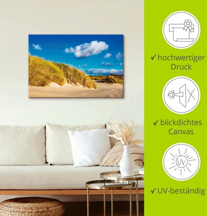 Artland Artprint op linnen Landschap met duinen eiland Amrum - Foto 3