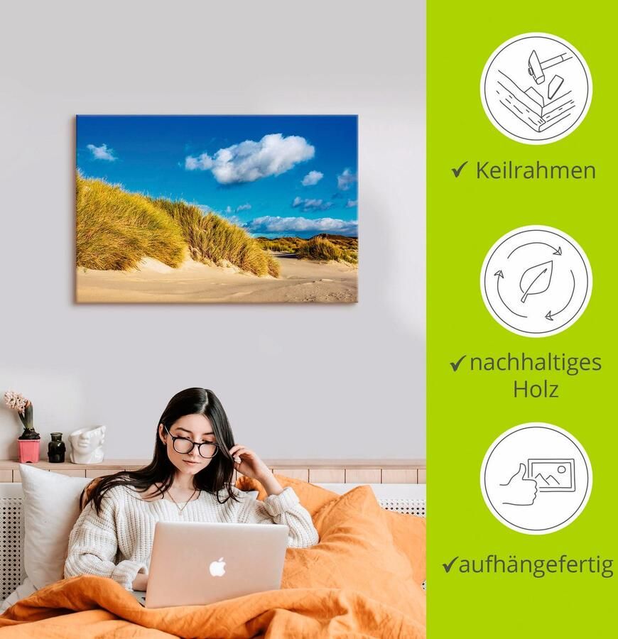 Artland Artprint op linnen Landschap met duinen eiland Amrum - Foto 2