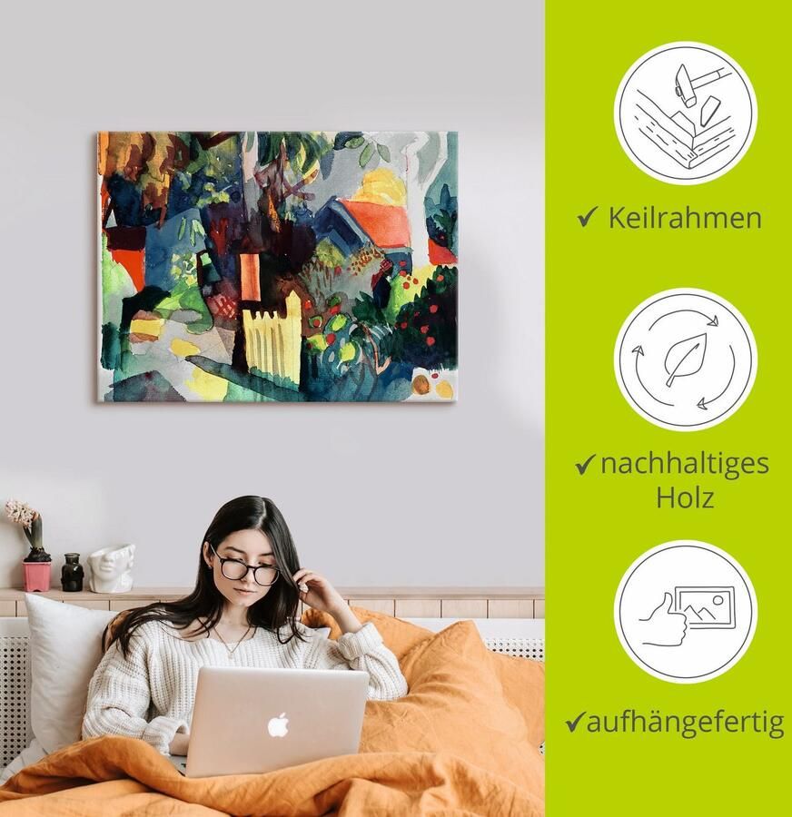 Artland Artprint op linnen Landschap met lichte boom