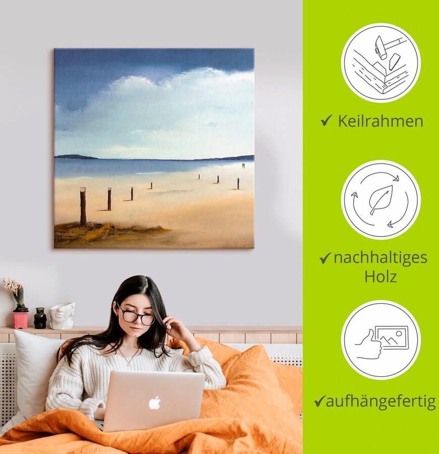 Artland Artprint op linnen Langs het strand