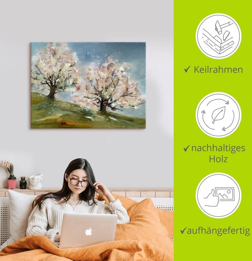 Artland Artprint op linnen Lente bloesem van fruitbomen - Foto 2