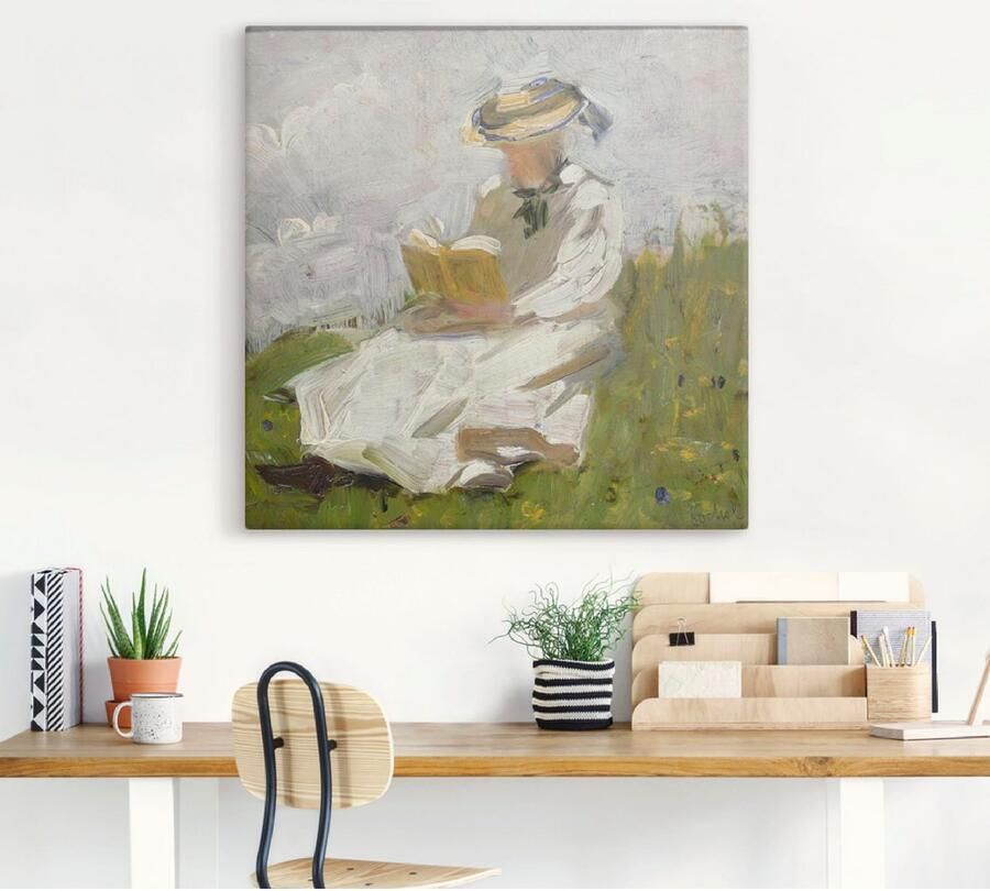 Artland Artprint op linnen Lezende mevrouw in het groen. 1906 - Foto 3