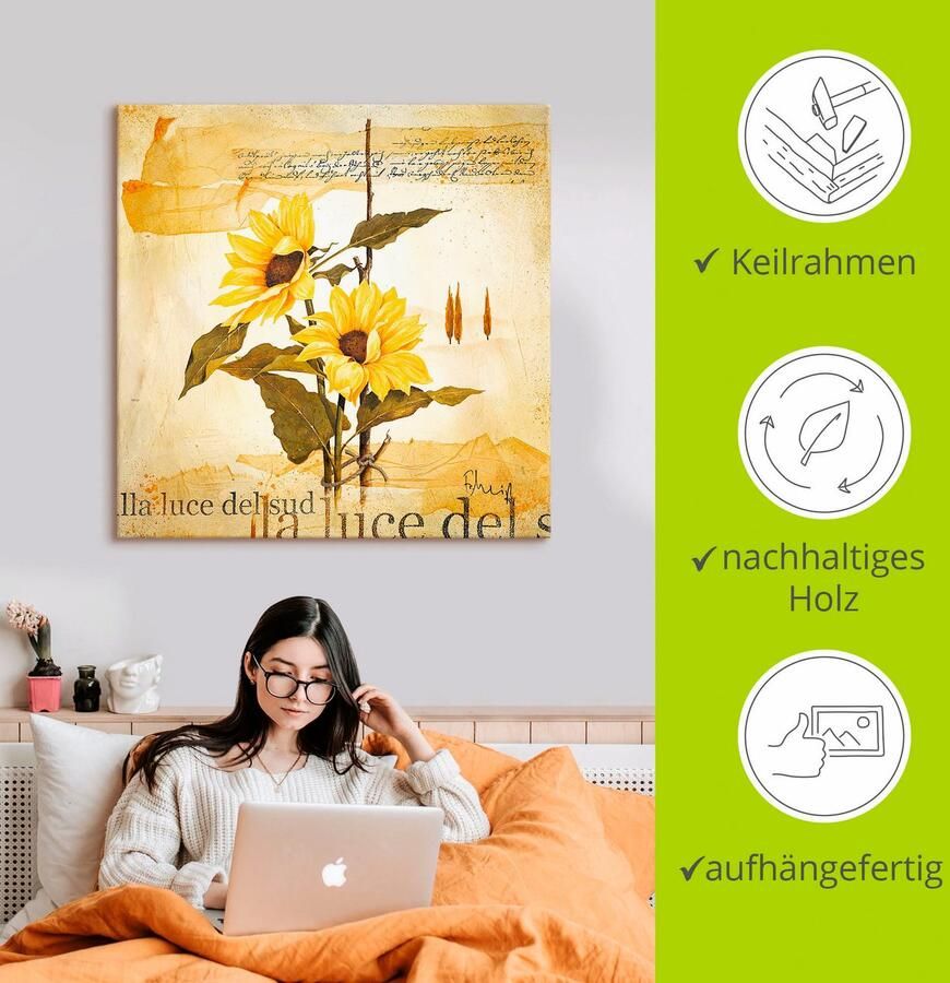 Artland Artprint op linnen Licht van het zuiden gespannen op een spieraam