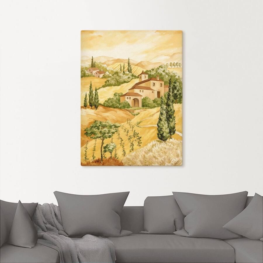 Artland Artprint op linnen Lichtbruin landschap