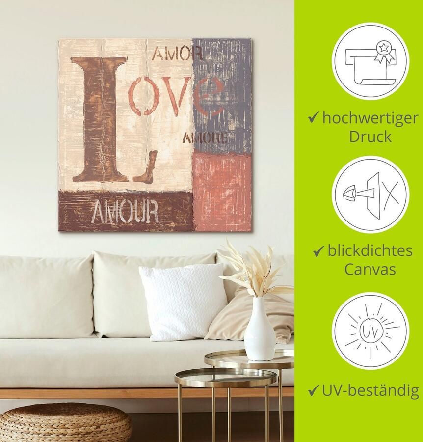 Artland Artprint op linnen Liefde gespannen op een spieraam - Foto 3