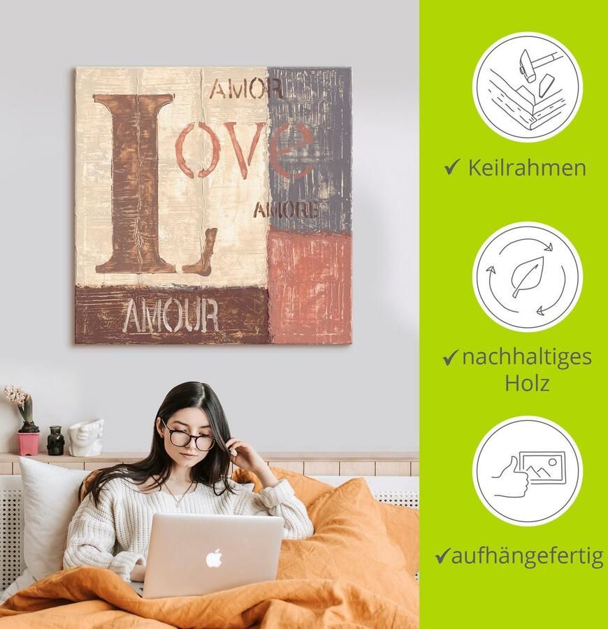 Artland Artprint op linnen Liefde gespannen op een spieraam - Foto 2