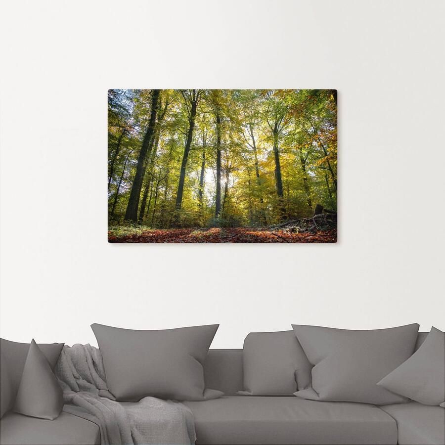 Artland Artprint op linnen Loofbos in de herfst