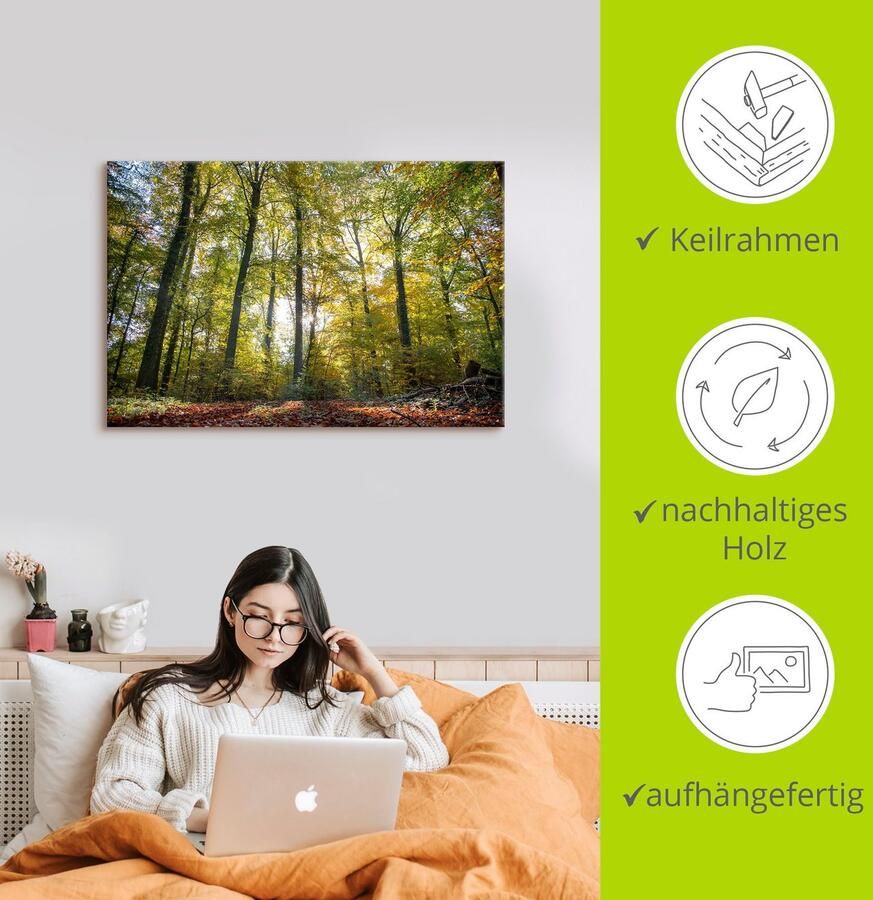 Artland Artprint op linnen Loofbos in de herfst - Foto 2