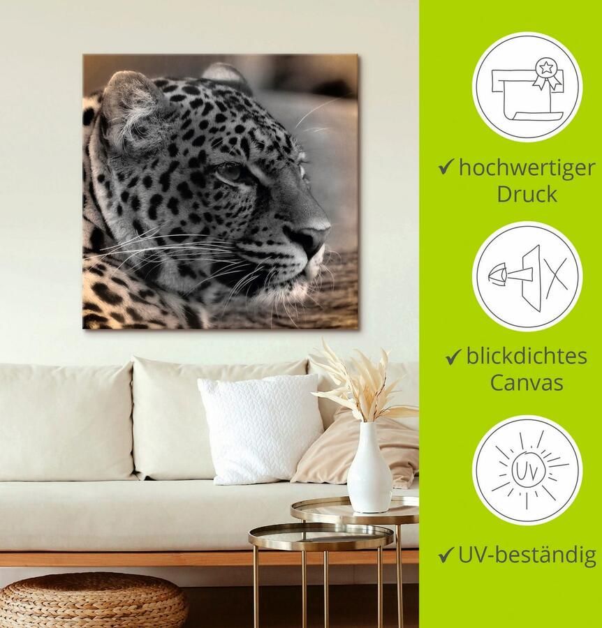 Artland Artprint op linnen Luipaard profiel - Foto 3