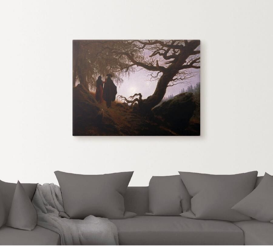 Artland Artprint op linnen Man en vrouw kijken naar de maan 1830x35 - Foto 3