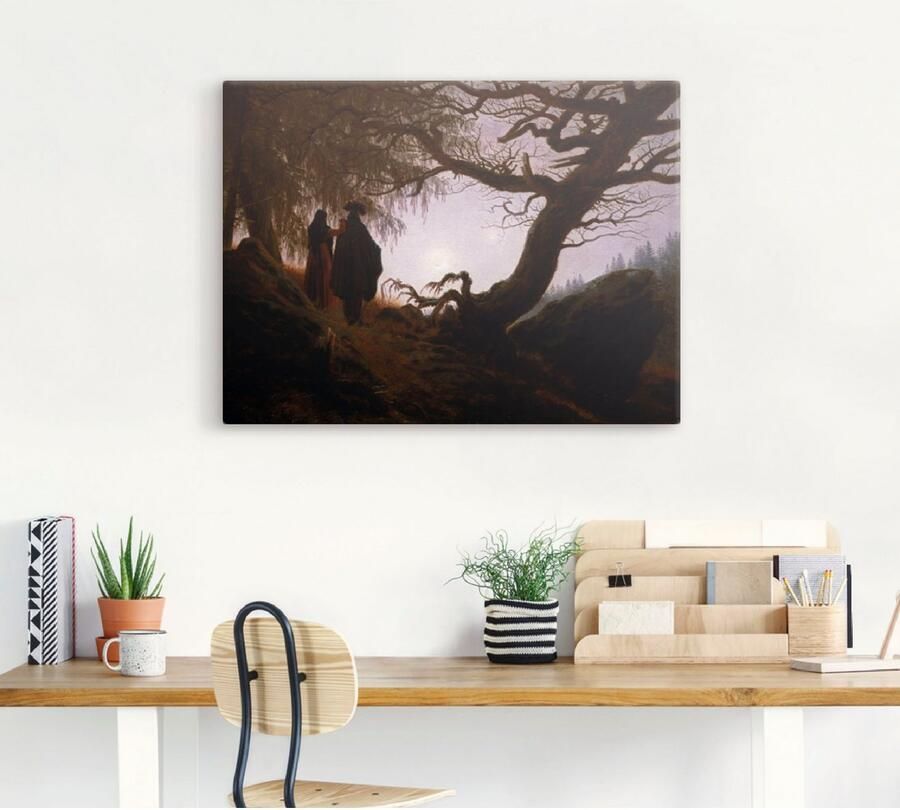 Artland Artprint op linnen Man en vrouw kijken naar de maan 1830x35 - Foto 4