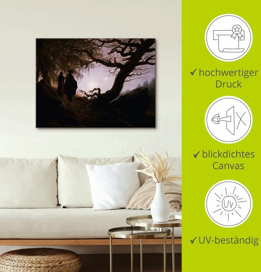 Artland Artprint op linnen Man en vrouw kijken naar de maan 1830x35 - Foto 2