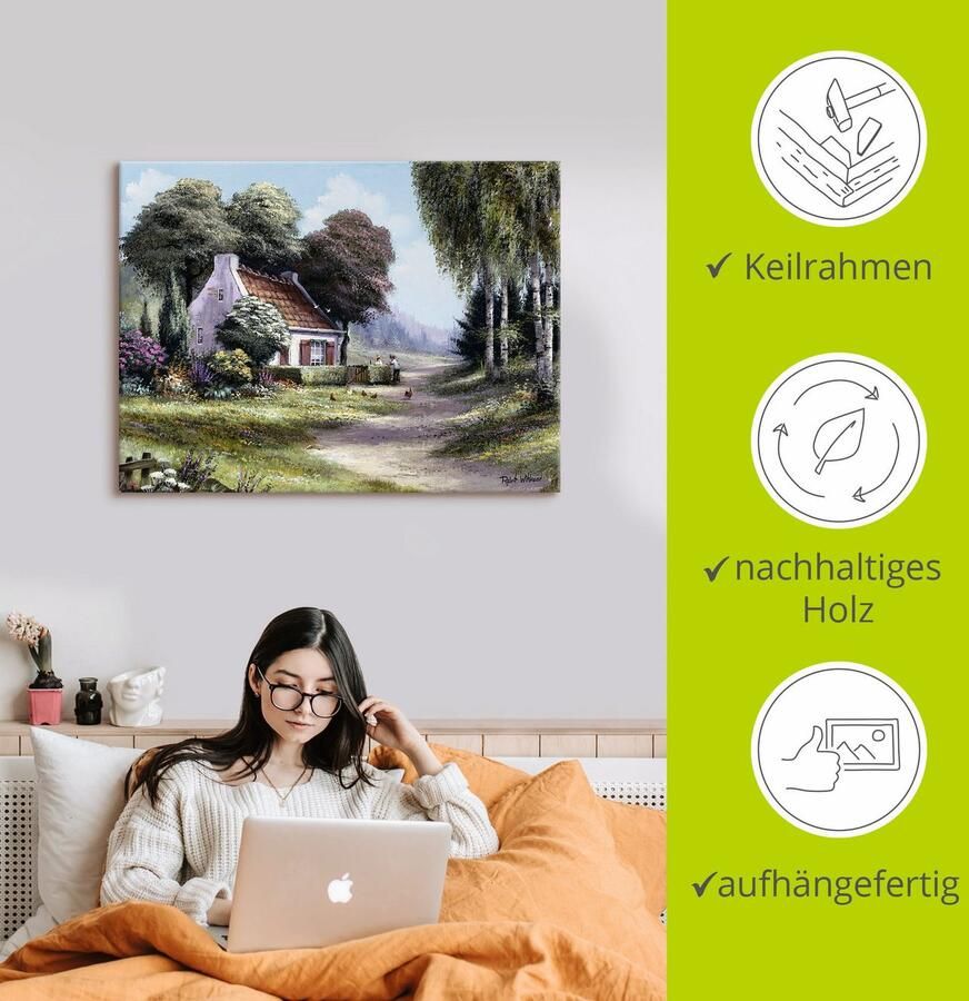 Artland Artprint op linnen Mannen die de heg knippen - Foto 2