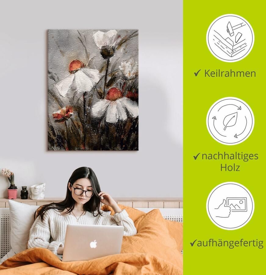 Artland Artprint op linnen Margrieten I gespannen op een spieraam