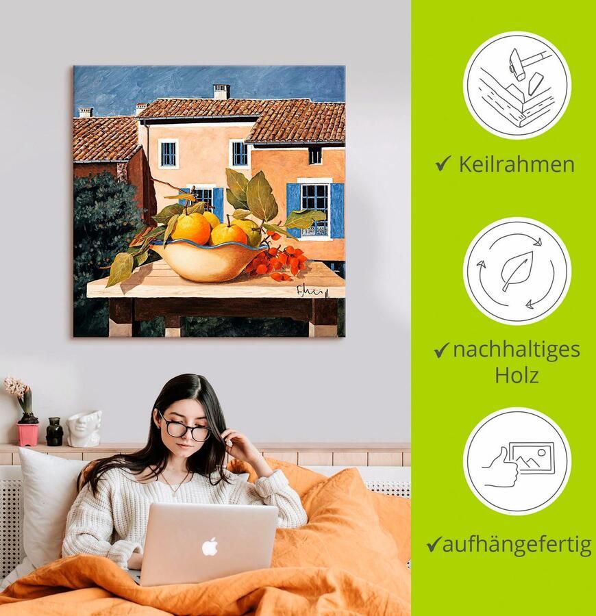 Artland Artprint op linnen Mediterraan wonen gespannen op een spieraam