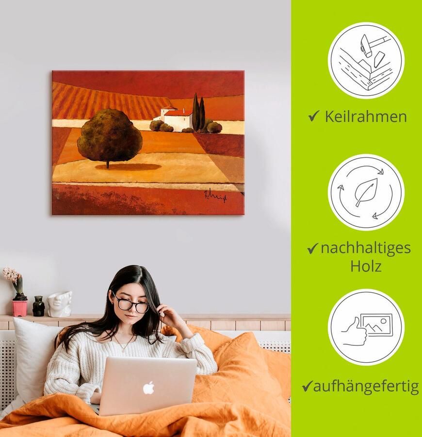 Artland Artprint op linnen Mediterrane korenvelden III