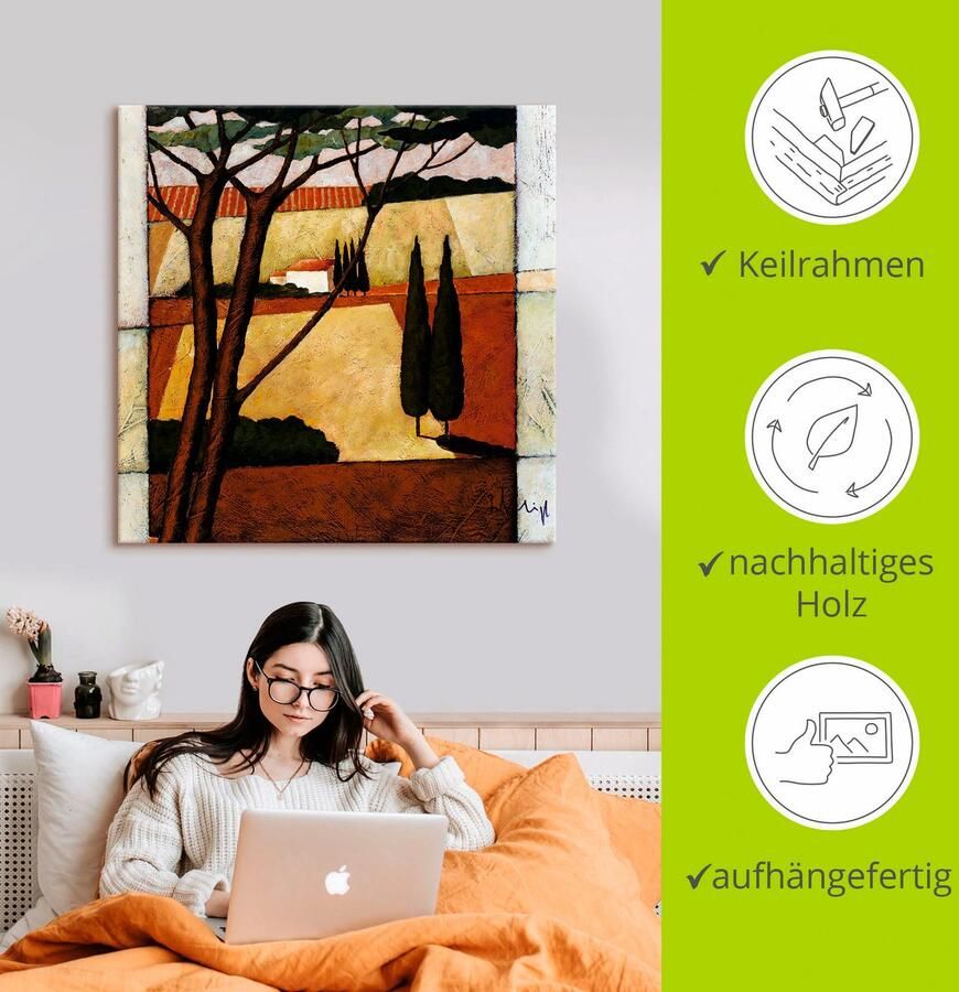 Artland Artprint op linnen Mediterrane korenvelden IV