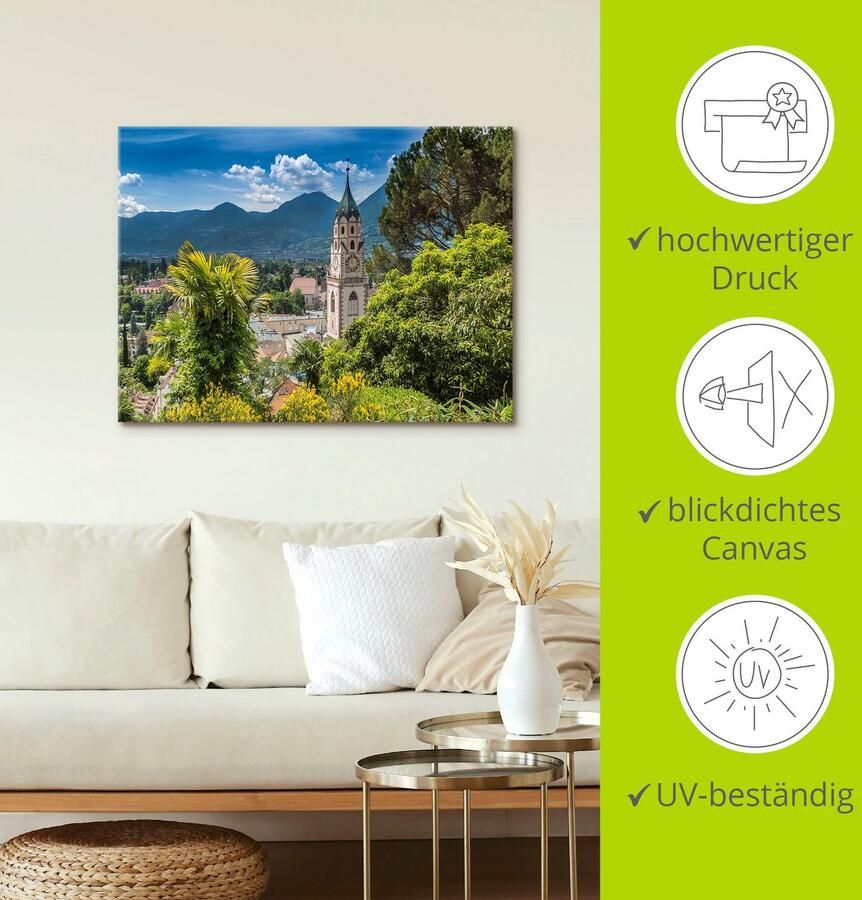 Artland Artprint op linnen Meran idyllische blik over de stad - Foto 2