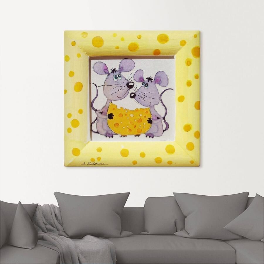 Artland Artprint op linnen Muizen met kaas gespannen op een spieraam - Foto 2